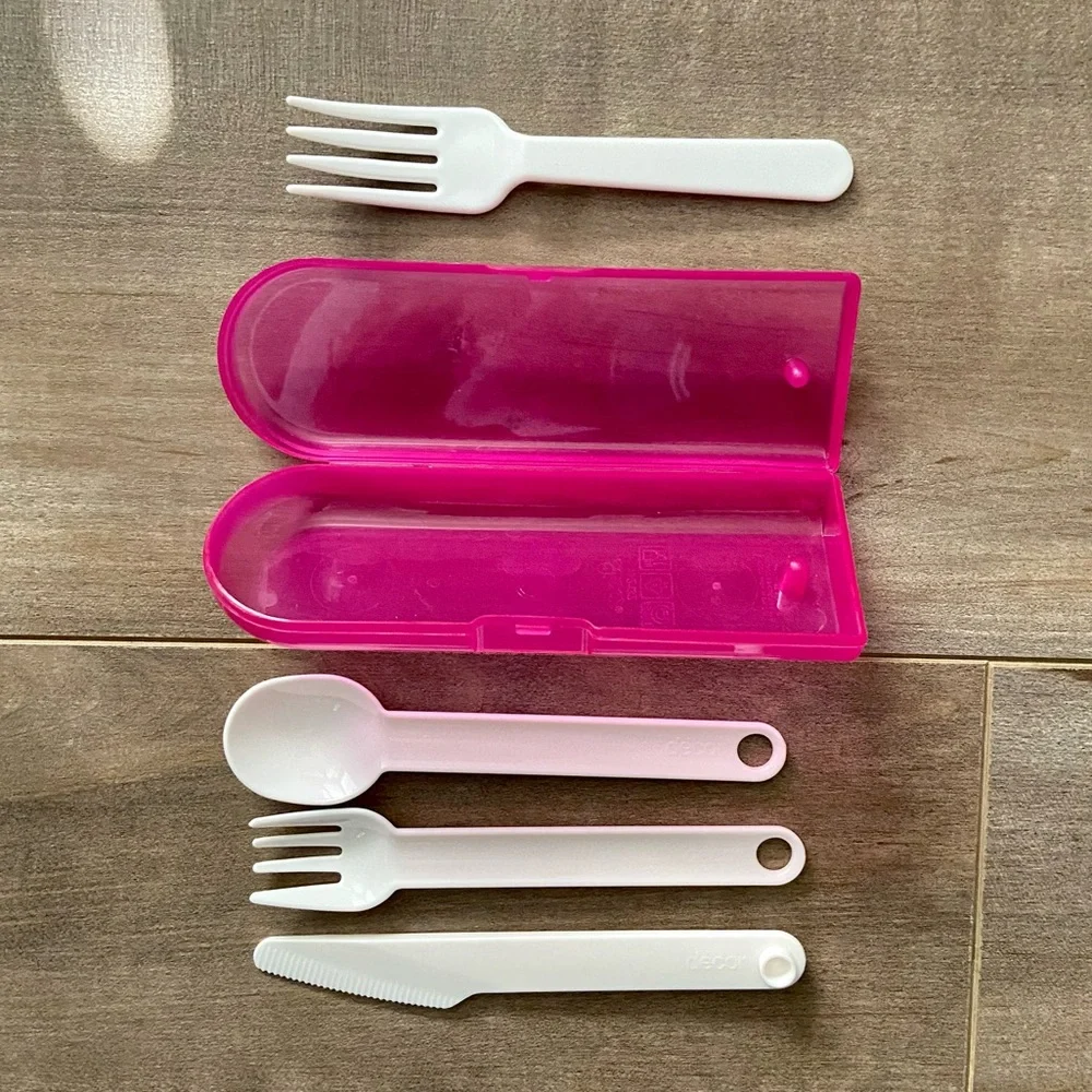 Decor Reusable Portable Lunch Box Cutlery Set in Pink